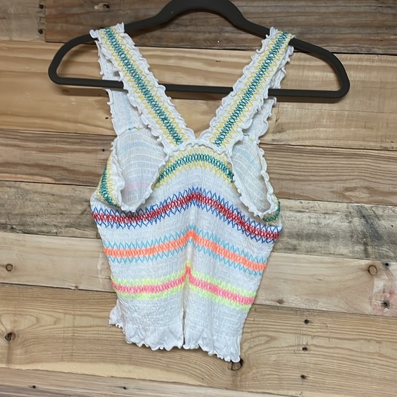 Heart Hips size Large Colorful Striped Sleeveless Cropped Smock Super Soft Top - Picture 7 of 7